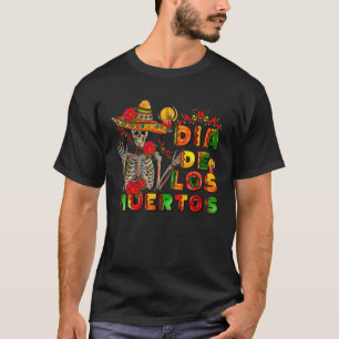 Camiseta Dia do Esqueleto do Dia Morto de Los Muertos Mexic