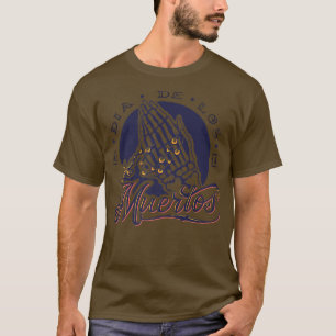 Camiseta Dia do Esqueleto Morto Mãos Cruzadas Oração Meico