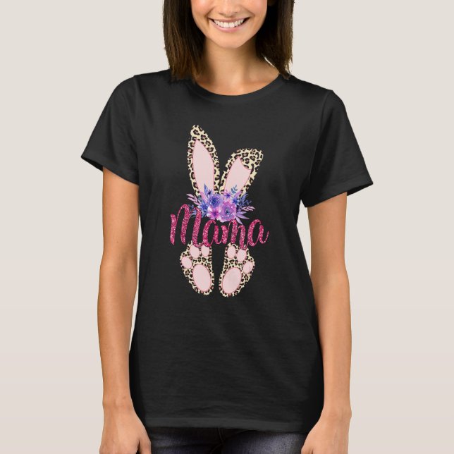 Camiseta Dia do Felz pascoa 2022 Leopard Bunny Rabbit Gi (Frente)