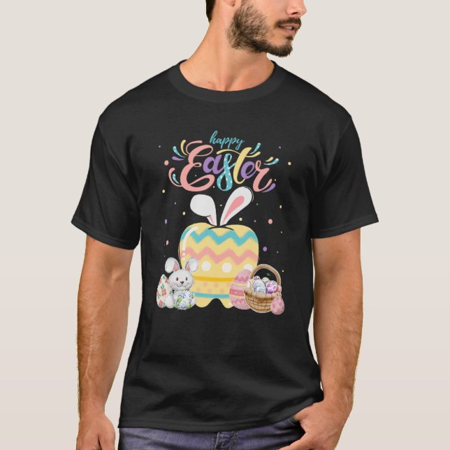 Camiseta Dia do felz pascoa Coelhinho Bonito Dente Dentária (Frente)