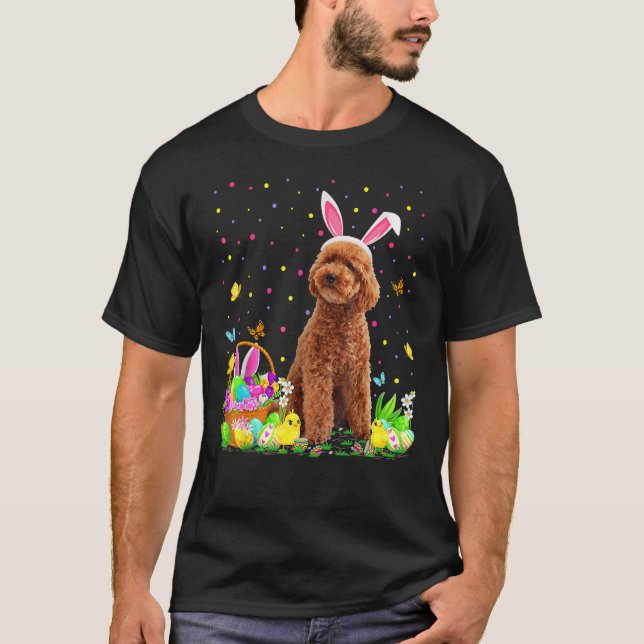 Camiseta Dia do Felz pascoa de Cachorro de Poodle, Caça ao  (Frente)