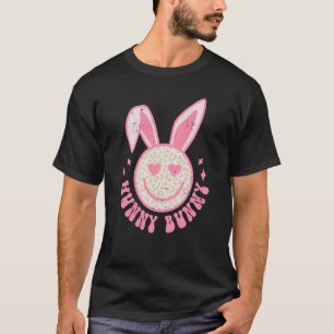 Camiseta Dia do felz pascoa Hunny Bunny Happy Lepard Face E