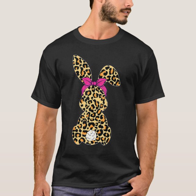 Camiseta Dia do felz pascoa Leopard Bunny Palm Sunday Girls (Frente)