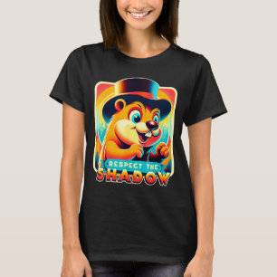 Camiseta Dia do Groundhog Respeite O Sombra Humor Engraçado