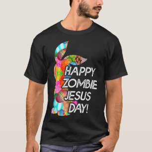 Camiseta Dia do Jesus Zumbi Feliz Fofo Coelho de Páscoa par