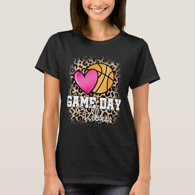 Camiseta Dia do Jogo Basquete Leopardo Imprime Mulheres Men (Frente)