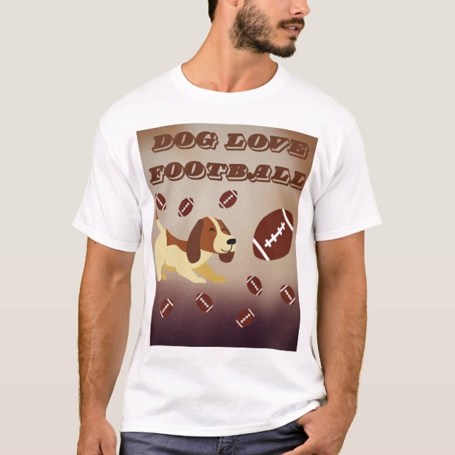 Camiseta Dia do Jogo Cachorro Engraçado Cachorro de Futebol (Frente)