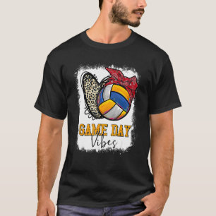 Camiseta Dia do Jogo de Voleibol Branqueado Vibes Leopardo 