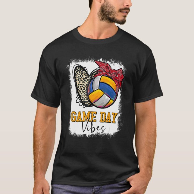 Camiseta Dia do Jogo de Voleibol Branqueado Vibes Leopardo  (Frente)