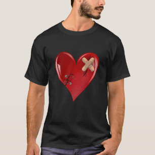 Camiseta Dia do Namorados Coração Vermelho Quebrado