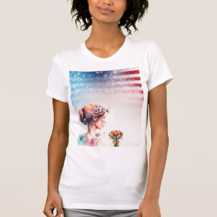 Camiseta Dia do Namorados de Aquarela com Flair Patriótico