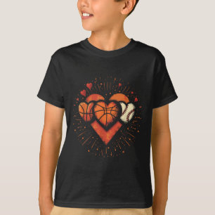 Camiseta Dia do Namorados de Basquete de Futebol de Amor