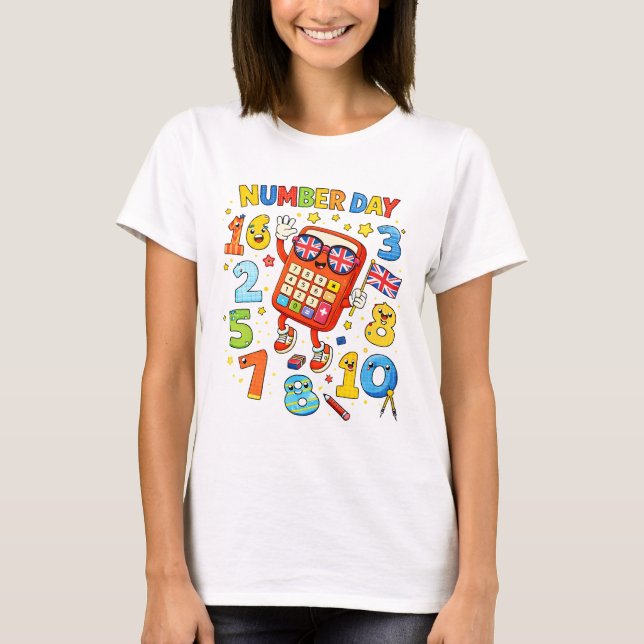 Camiseta Dia do Número Calculadora Números de Mate (Frente)
