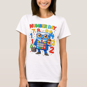 Camiseta Dia do Número Robô Números Matemáticos Fo