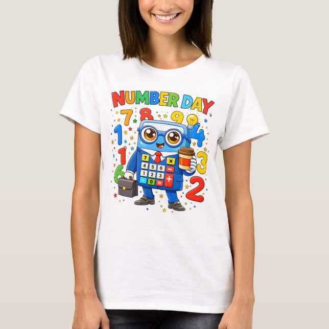 Camiseta Dia do Número Robô Números Matemáticos Fo (Frente)