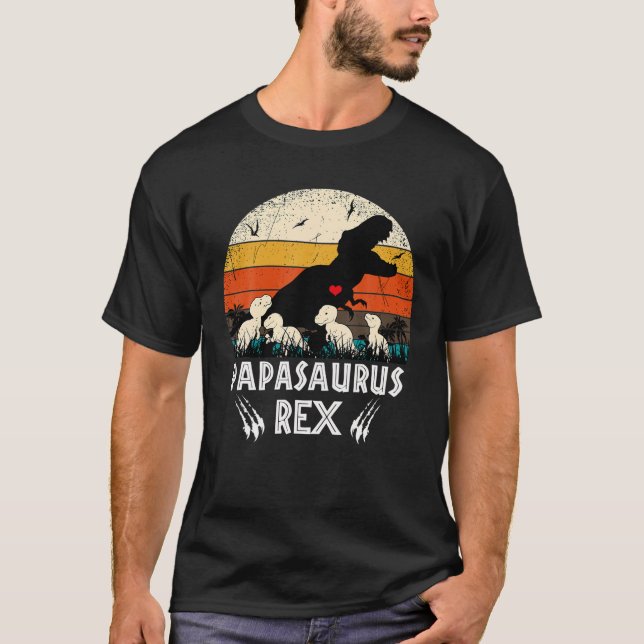 Camiseta Dia do Pai Papassaurus TRex Papa Surus Dinossauro (Frente)