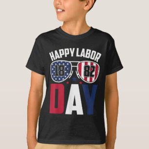 Camiseta Dia do Trabalhador Salva 1882 Bandeiras Americanas