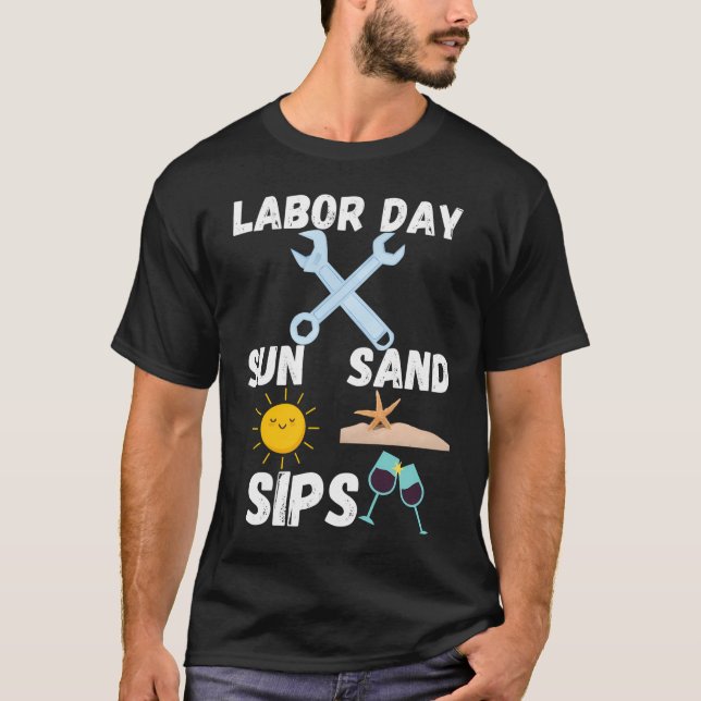 Camiseta Dia do Trabalhador: Sol, Areia, Sips! (Frente)