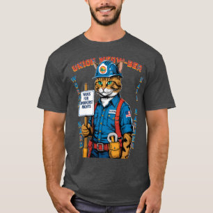 Camiseta Dia do Trabalho de Sindicato Funny Feline da Flóri