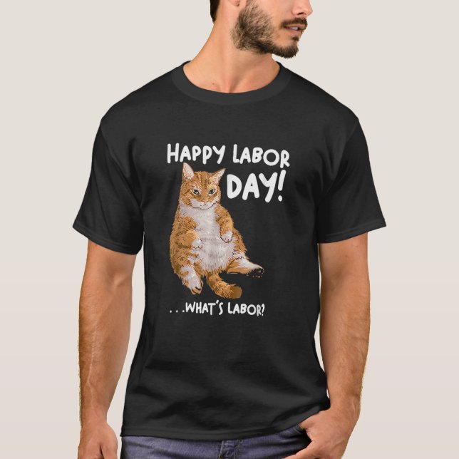 Camiseta Dia Do Trabalho Gato Ee Para Mulheres O Que É Trab (Frente)