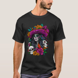 Camiseta Dia dos Mortos Caveira de Açúcar De Los Muertos La