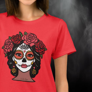 Camiseta Dia dos Mortos da Cartina com Rosas