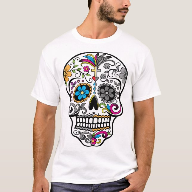 Camiseta Dia dos Mortos - Día De Los Muertos - Crânio de Aç (Frente)