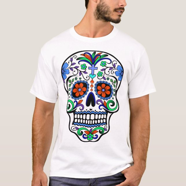Camiseta Dia dos Mortos - Día De Los Muertos - Crânio de Aç (Frente)