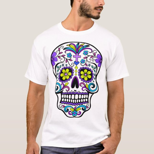 Camiseta Dia dos Mortos - Día De Los Muertos - Crânio de Aç (Frente)