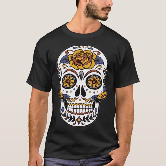 Camiseta Dia dos Mortos do Açúcar da flor De Muertos (Frente)