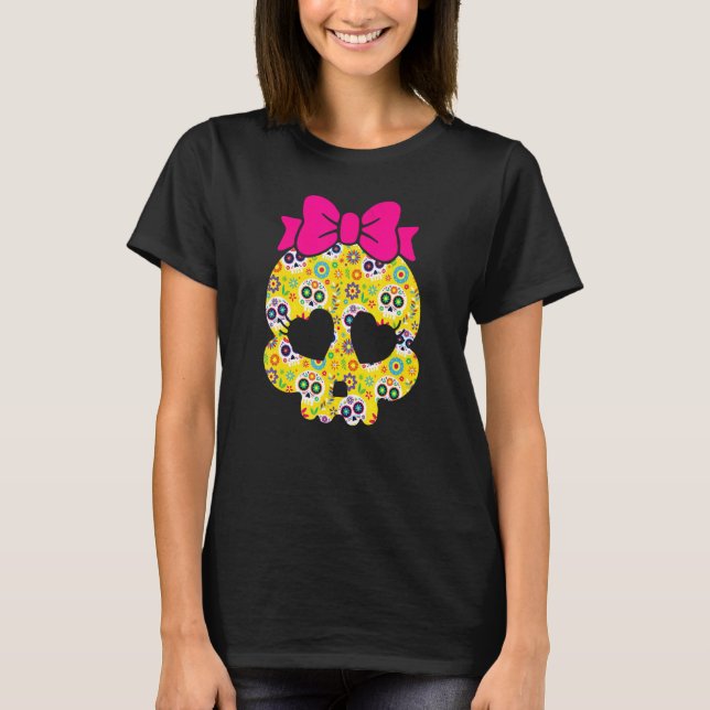 Camiseta Dia dos Mortos do Dia de Los Muertos Padrão Sugar  (Frente)