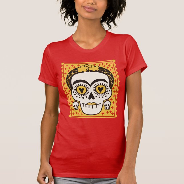 Camiseta Dia dos Mortos Frida Kahlo Sugar Skull T-Shirt (Frente)
