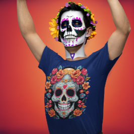 Camiseta Dia dos Mortos ou do Céu Azul de Açúcar do Hallowe