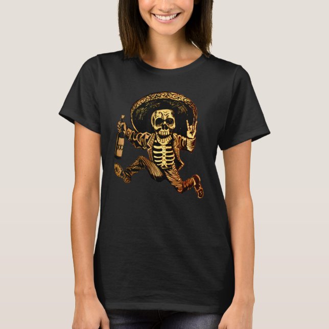 Camiseta Dia Dos Mortos Posada Crânio Esqueleto Clássico (Frente)