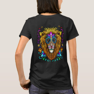 Camiseta Dia dos Mortos Rosto de Leão Ilustração Colorida e