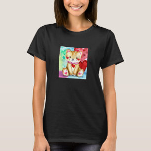 Camiseta Dia dos Namorados Amor Coração Gato Teddy Namorada
