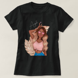 Camiseta Dia dos Namorados Brilho Falso Garota Bronzeada Ca