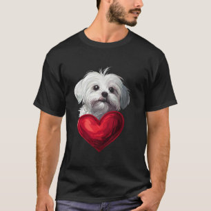 Camiseta Dia dos Namorados Cachorro Maltês Coração