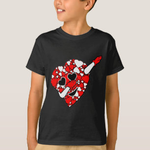 Camiseta Dia dos Namorados Coração Branco Vermelho Dabbing 