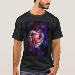 Camiseta Dia dos Namorados Coração de Amor Galáxia Namorada