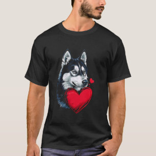 Camiseta Dia dos Namorados Coração de Husky Siberiano