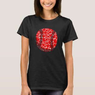 Camiseta Dia dos Namorados Coração Fofo de Beisebol Jogado