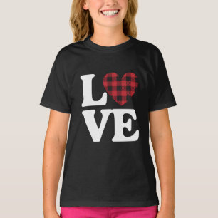 Camiseta Dia dos Namorados Coração Xadrez Amor