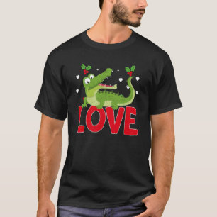 Camiseta Dia dos Namorados Corações Amam Jacarés Mulheres A