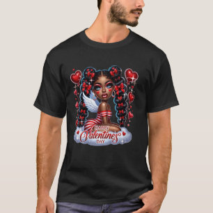 Camiseta Dia dos Namorados da Menina Preta Cupido Preto Mel