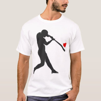 Camiseta Dia dos Namorados de Beisebol Batedor Silhueta Cor