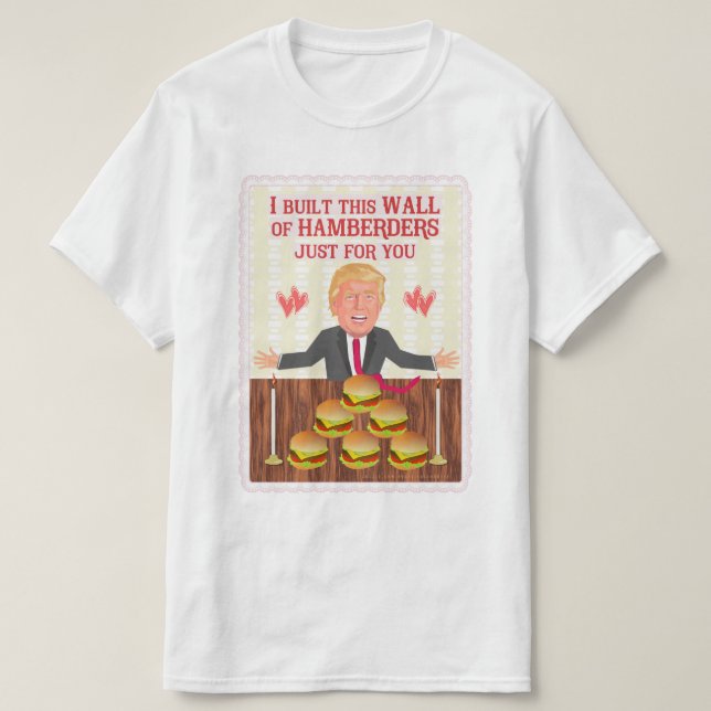 Camiseta Dia dos namorados engraçado da parede de Donald (Frente do Design)