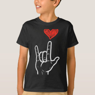 Camiseta Dia dos Namorados Eu Amo Você Sinal de Mão Asl Cor