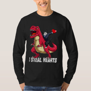 Camiseta Dia dos Namorados Eu Roubo Corações Gato Dabbing M
