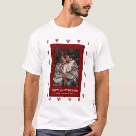 Camiseta Dia dos Namorados Feliz Corações Vermelhos Elegant
